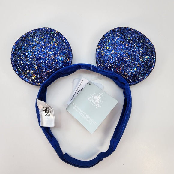 Disney Blue Sparkle Mickey Ear Headband Strap - Youth - Picture 1 of 5